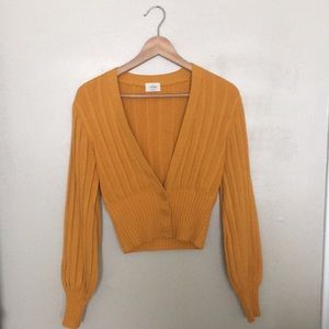 Wilfred Plunge Front Cardigan In Butter Yellow